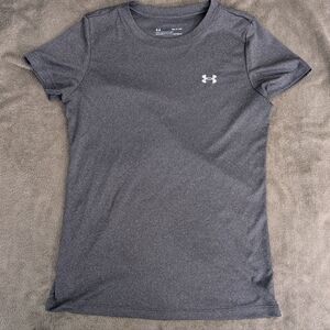 Under Armour Women's Short Sleeve Heat Gear Tee in Grey, Size Small